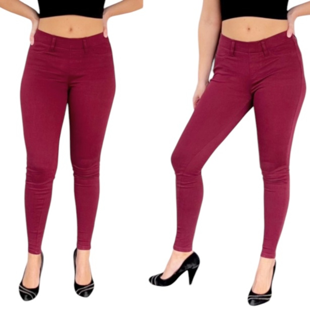 Amazon Essentials maroon dark red mid rise stretch skinny leggings size XS